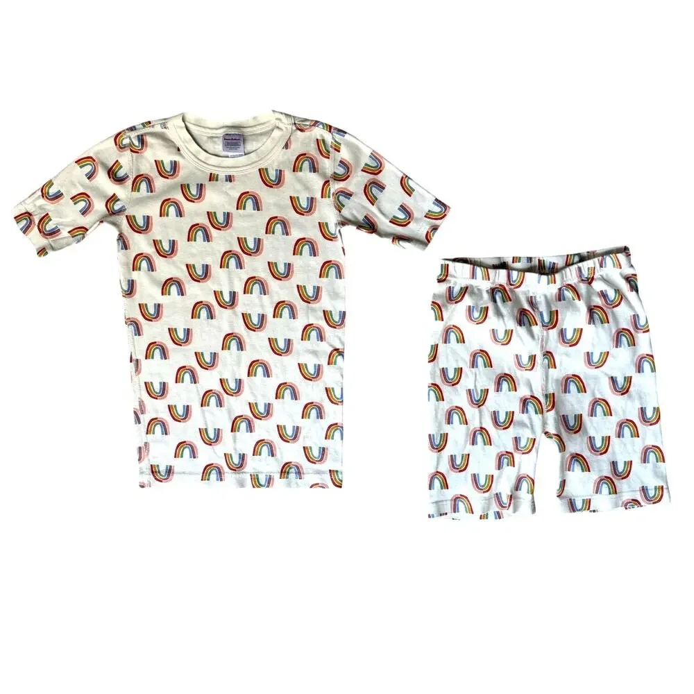 Hanna Andersson Rainbow Print Short Johns Pajama Set Size 14-16